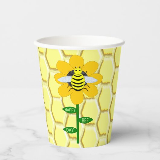 Gobelets En Papier Joyeux Jour des abeilles Anniversaire Bumblebee (Recto)