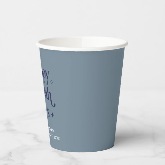 Gobelets En Papier Joyeux Jours de Challah Bleu Hanoukka (Gauche)