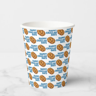 Gobelets En Papier Joyeux Jours de Challah Fêtes juives Pain Pain Pai