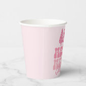 Gobelets En Papier Joyeux Joyeux Noël - Conception des Fêtes Rose (Droite)