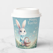 Gobelets En Papier Joyeux lapin de Pâques avec oeufs de Pâques (Recto)