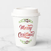 Gobelets En Papier Joyeux lauriers de Noël Red ID293 (Verso)