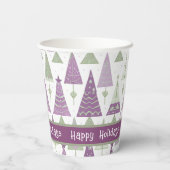 Gobelets En Papier Joyeux Motif de Noël vert violet #25 ID1009 (Verso)