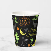 Gobelets En Papier Joyeux Motif d'Halloween noir (Recto)