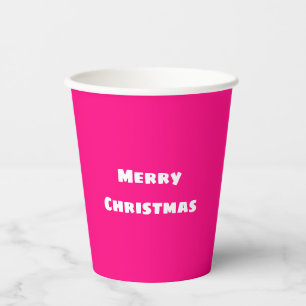 Gobelets En Papier Joyeux Noël Amour Festif, Rose Profond Chaud