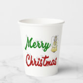 Gobelets En Papier Joyeux Noël Angel rouge vert script (Recto)