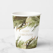 Gobelets En Papier Joyeux Noël aquarelle couronne de Noël (Recto)