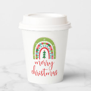 Gobelets En Papier Joyeux Noël arc-en-ciel