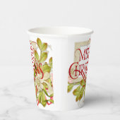 Gobelets En Papier Joyeux Noël aux fleurs vertes (Droite)