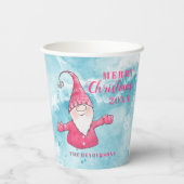 Gobelets En Papier Joyeux Noël bleu et rose personnalisé (Verso)