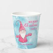 Gobelets En Papier Joyeux Noël bleu et rose personnalisé (Recto)