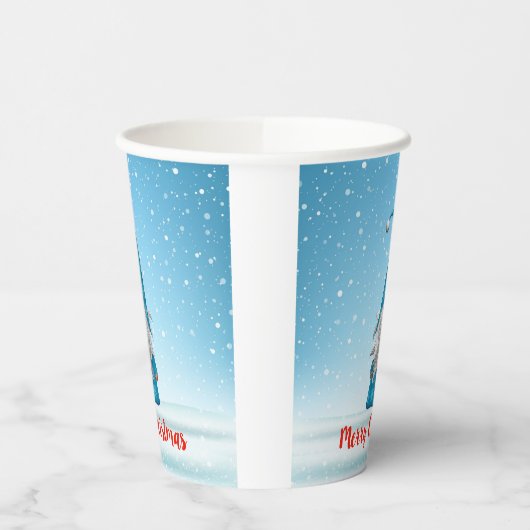 Gobelets En Papier Joyeux Noël bleu Gnome (Gauche)