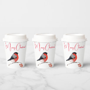 Gobelets En Papier Joyeux Noël, Bullfinch en hiver