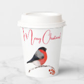 Gobelets En Papier Joyeux Noël, Bullfinch en hiver (Recto)