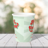 Gobelets En Papier Joyeux Noël Calligraphie Rétro Script Rouge Vert