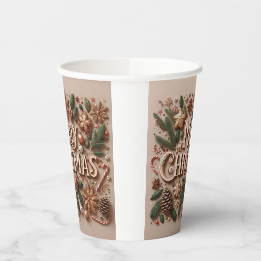 Gobelets En Papier Joyeux Noël classique (Gauche)