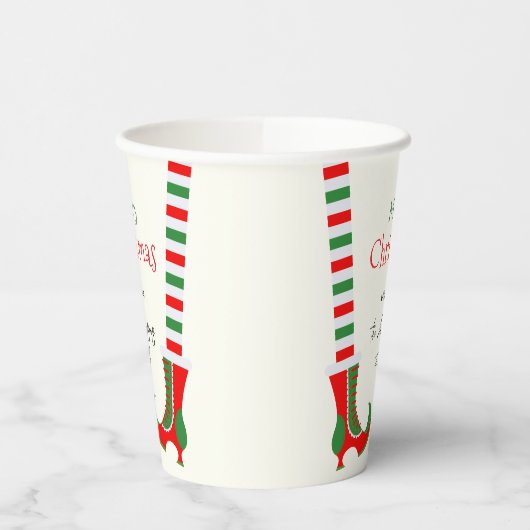 Gobelets En Papier Joyeux Noël de la jambe d'elfe (Gauche)