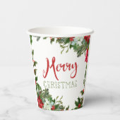 Gobelets En Papier Joyeux Noël de verdure (Verso)