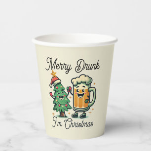 Gobelets En Papier Joyeux Noël Drôle Ivre 