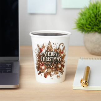 Gobelets En Papier Joyeux Noël | Esthétique des Fêtes de Fin d'Année