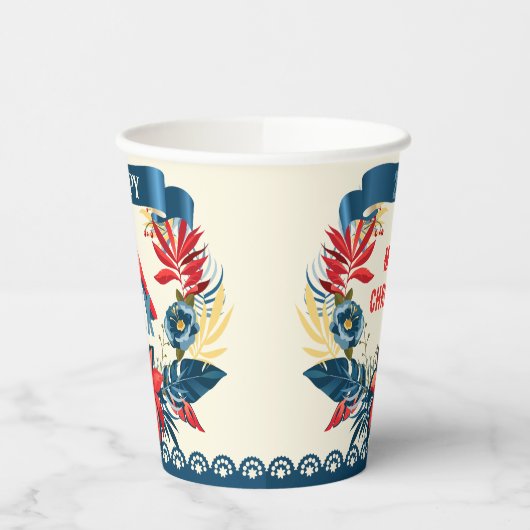 Gobelets En Papier Joyeux Noël et Bonne Année ! 20XX Oiseau Rouge (Gauche)