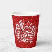 Gobelets En Papier Joyeux Noël Festive Classique Rouge et Blanc (Recto)