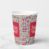 Gobelets En Papier Joyeux Noel français Joyeux Noël folk art chic (Droite)