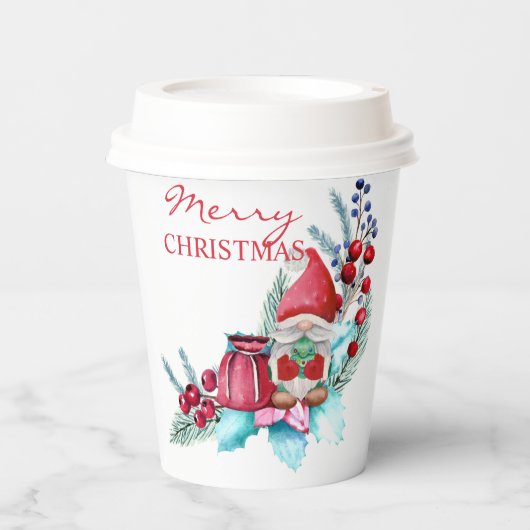 Gobelets En Papier Joyeux Noël Gnome (Recto)