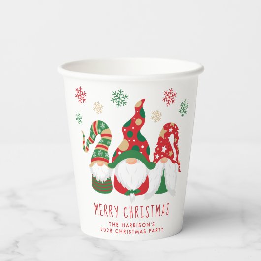 Gobelets En Papier Joyeux Noël Gnomes (Verso)