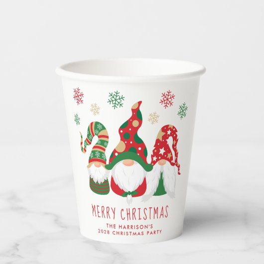 Gobelets En Papier Joyeux Noël Gnomes (Recto)