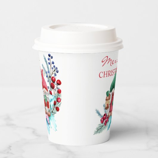 Gobelets En Papier Joyeux Noël Gnomes Coupes en papier (Gauche)