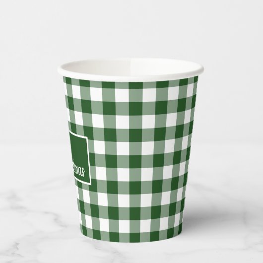 Gobelets En Papier Joyeux Noël Green Buffalo Check Party (Gauche)