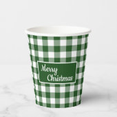 Gobelets En Papier Joyeux Noël Green Buffalo Check Party (Recto)