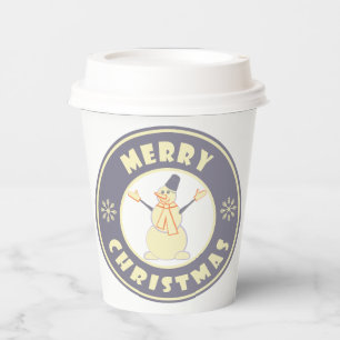 Gobelets En Papier Joyeux Noël heureux bonhomme de neige célèbre styl