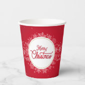 Gobelets En Papier Joyeux Noël hiver Festivals rouges (Recto)