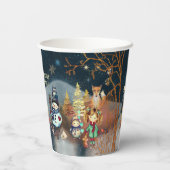 Gobelets En Papier Joyeux Noël Hiver Magie Bleu (Verso)