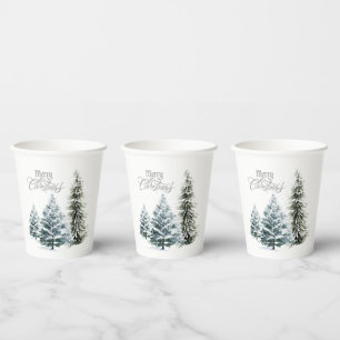 Gobelets En Papier Joyeux Noël hiver Scène Coupe en papier