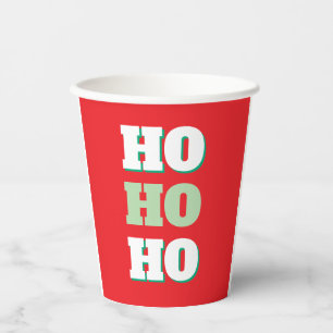 Gobelets En Papier Joyeux Noël HoHoHo fête minimaliste Plain
