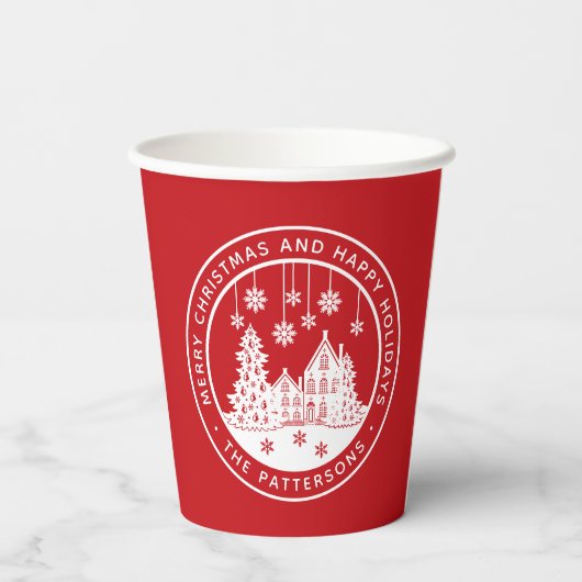Gobelets En Papier Joyeux Noël Joyeux Vacances Hiver Personnalisé (Verso)