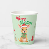 Gobelets En Papier Joyeux Noël Kangaroo Père Noël Fête de l'Écharpe (Recto)