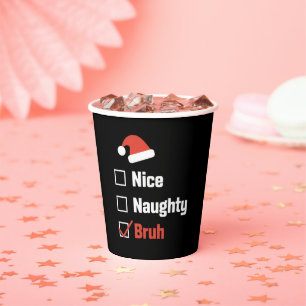 Gobelets En Papier Joyeux Noël Mauvais Frère Drôle Liste de Noël
