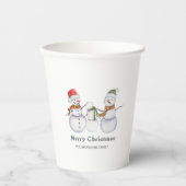 Gobelets En Papier Joyeux Noël-mignon Snowmen Noël de famille (Recto)