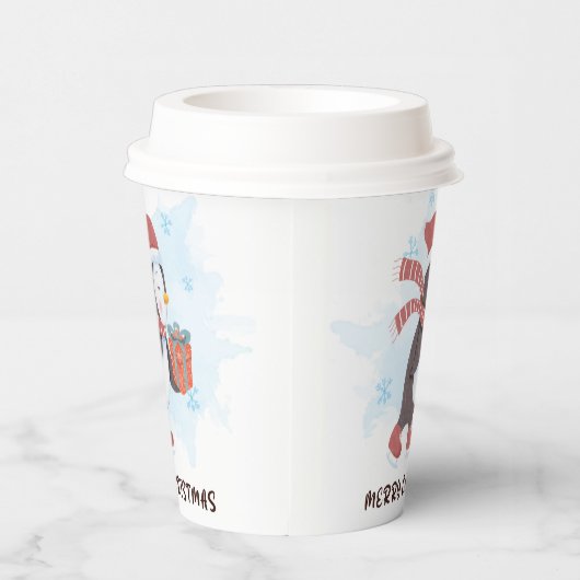 Gobelets En Papier Joyeux Noël mignonne Pingouin Aquarelle hiver (Droite)