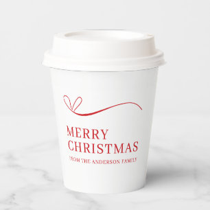 Gobelets En Papier Joyeux Noël moderne rouge blanc simple