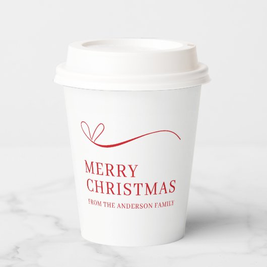Gobelets En Papier Joyeux Noël moderne rouge blanc simple (Recto)