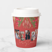 Gobelets En Papier Joyeux Noël Multi Photo Red Gold Fête (Verso)