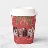 Gobelets En Papier Joyeux Noël Multi Photo Red Gold Fête (Recto)