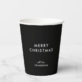 Gobelets En Papier Joyeux Noël Nom personnalisé Noir (Verso)