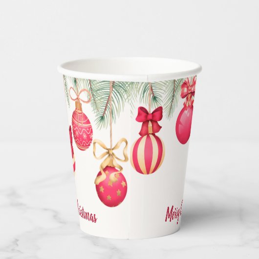 Gobelets En Papier Joyeux Noël Ornements Cups en papier (Droite)
