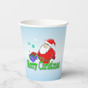 Gobelets En Papier Joyeux Noël Père Noël avec coupes en papier cadeau